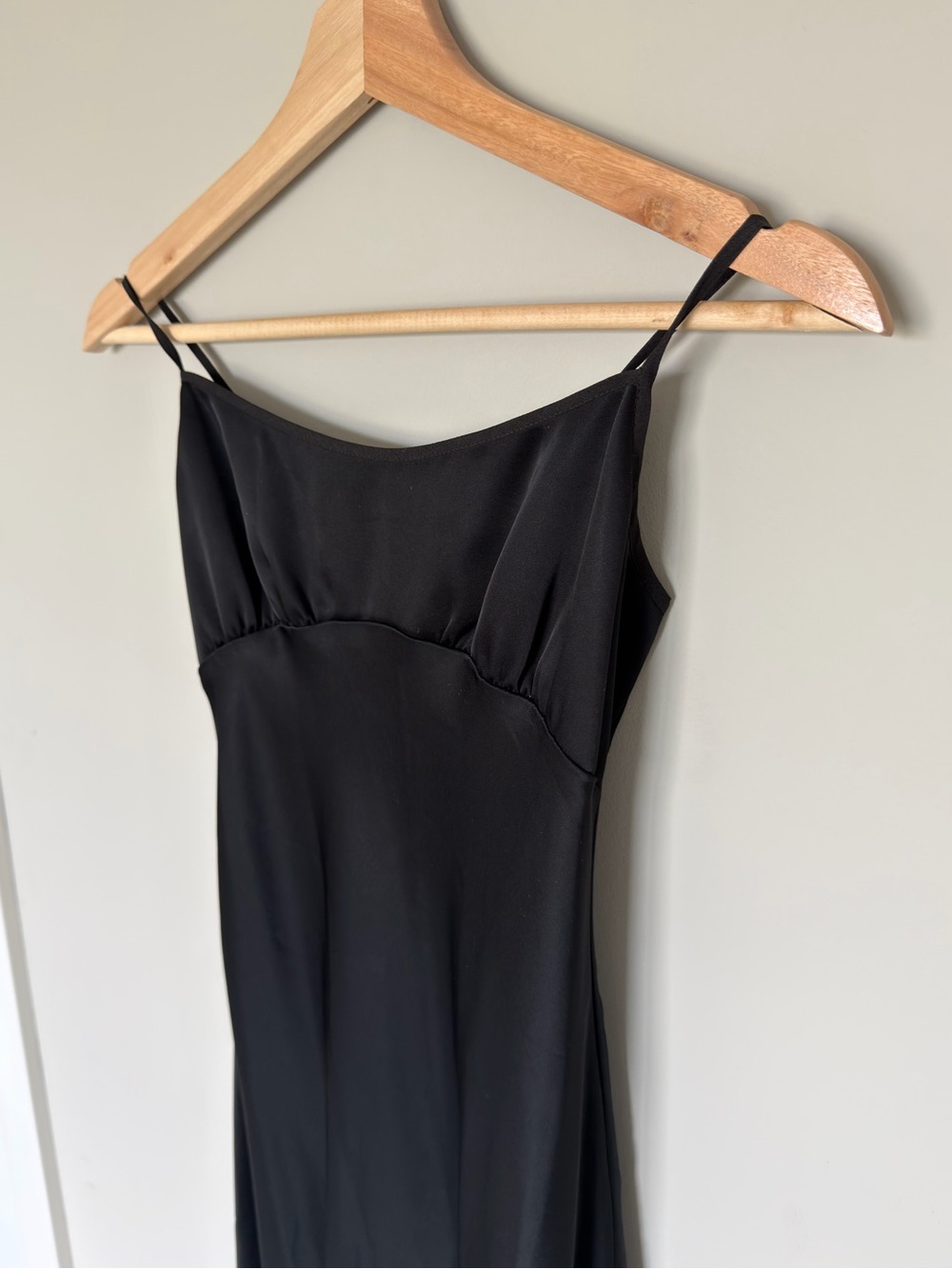 Aritzia Black satin slip midi dress size S open back tie detail - Picture 4 of 8